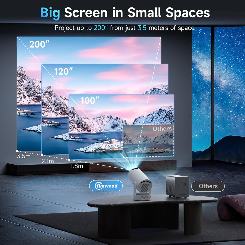 PixelCast Mini Projector Built-in Apps Portable Short Throw Supports 1080P
