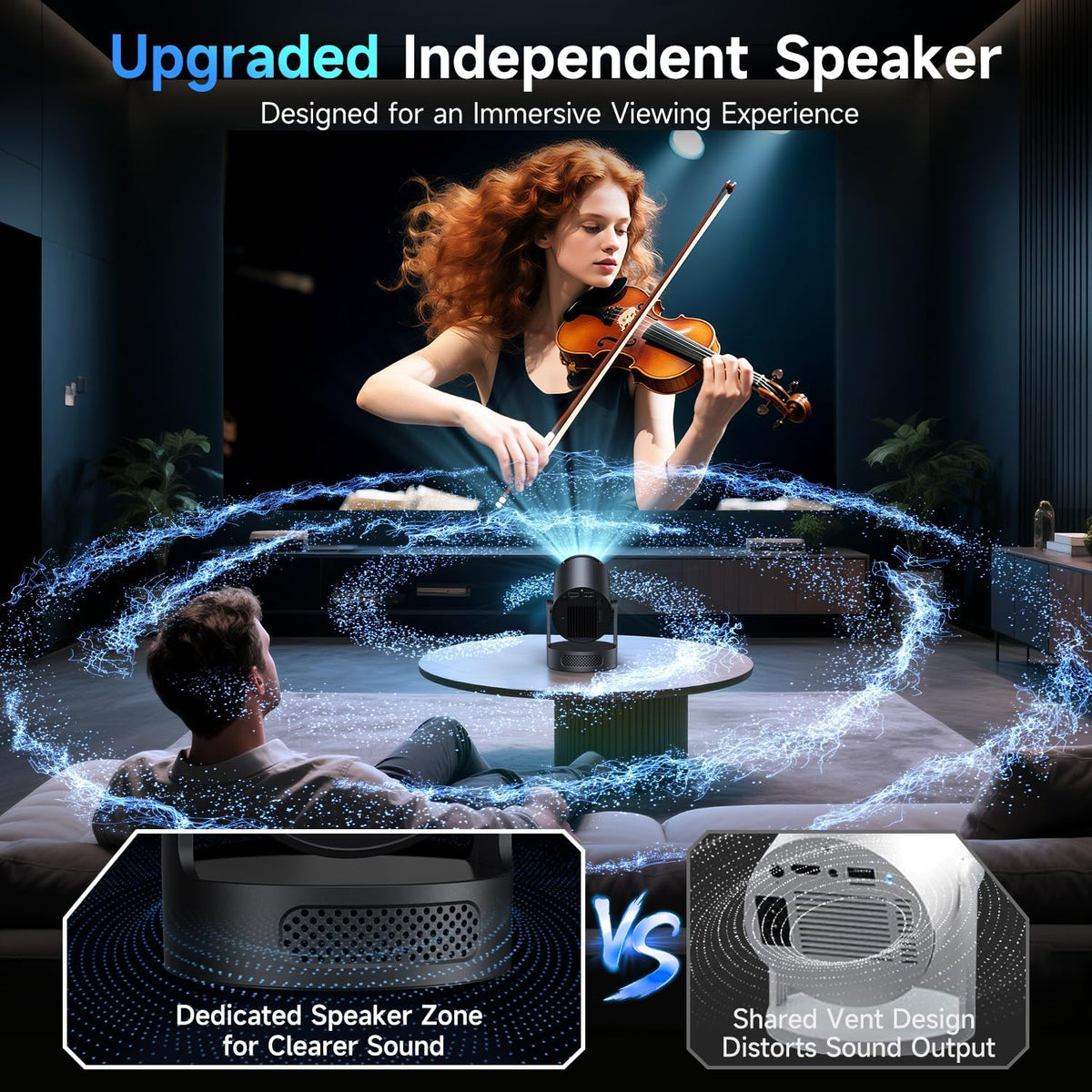 PixelCast Mini Projector Built-in Apps Portable Short Throw Supports 1080P