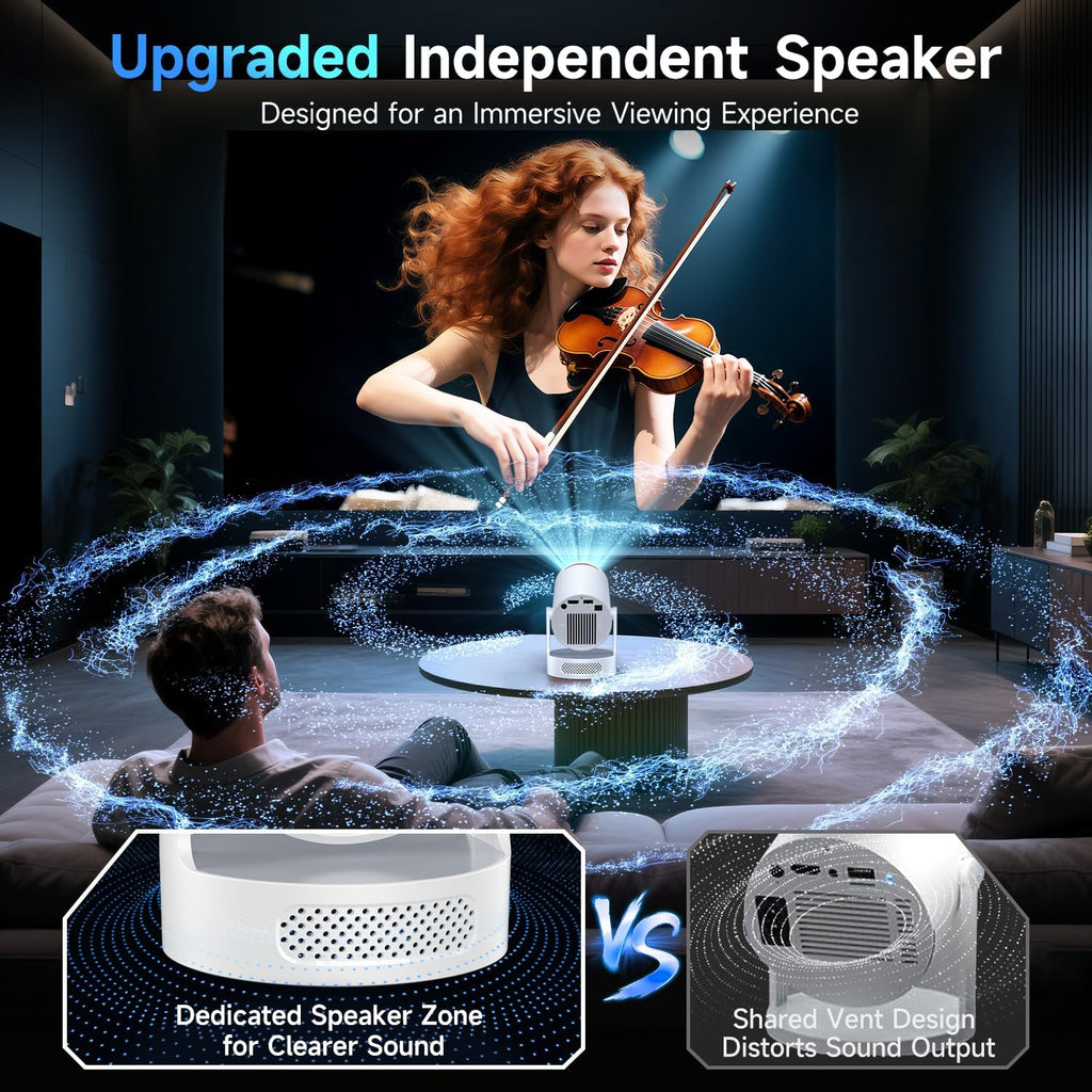 PixelCast Mini Projector Built-in Apps Portable Short Throw Supports 1080P