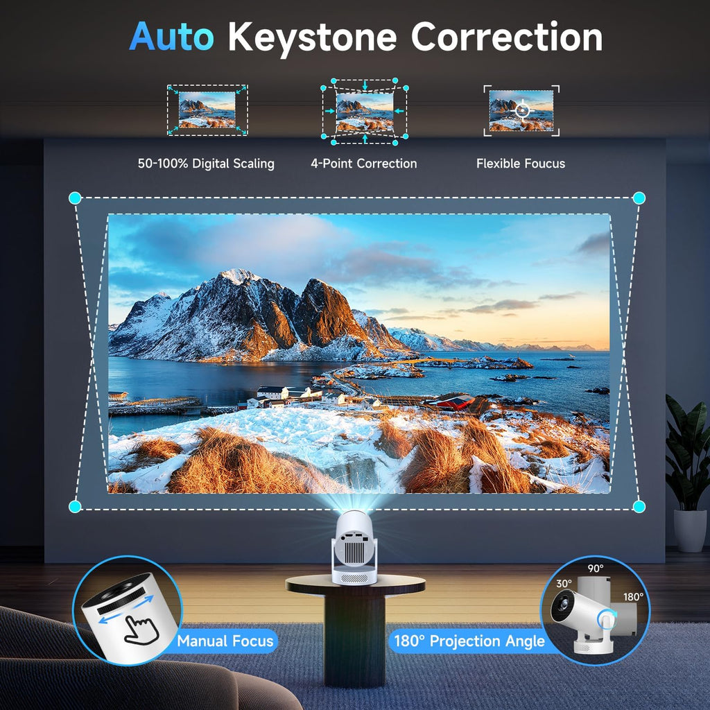 PixelCast Mini Projector Built-in Apps Portable Short Throw Supports 1080P