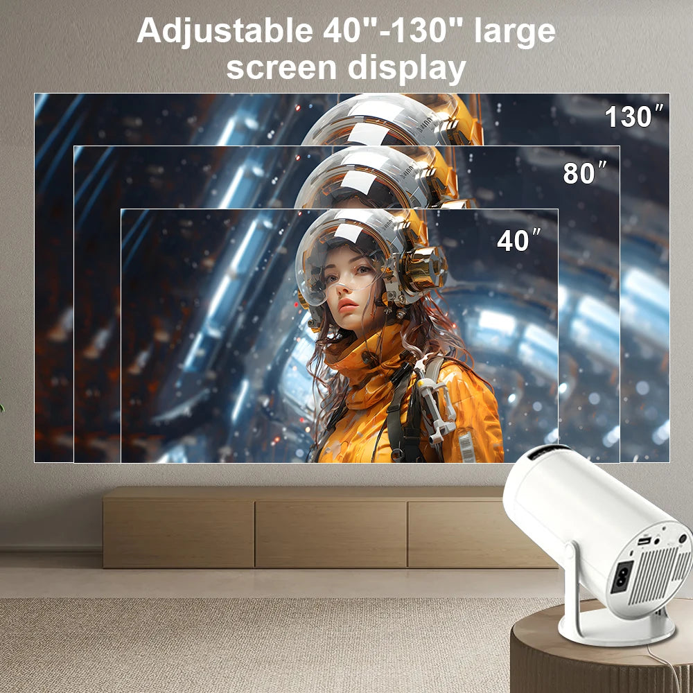 PixelCast Portable Android Projector: Wi-Fi 6, Bluetooth, 40-150 Inch Screen