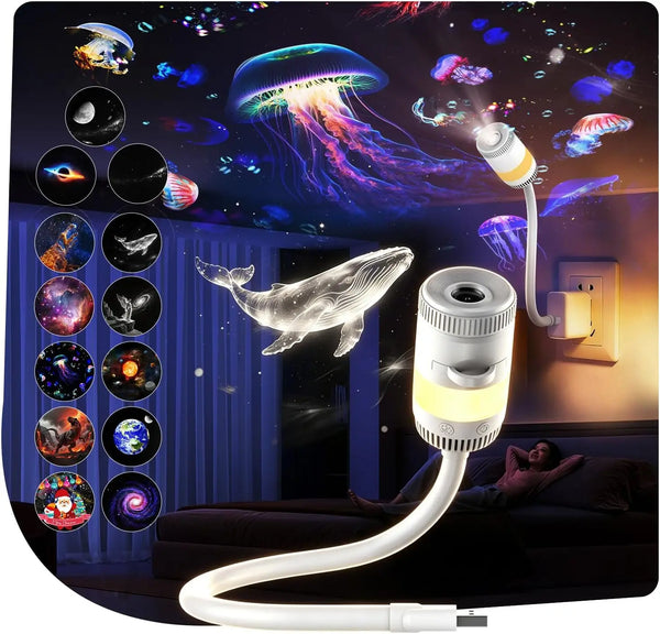 PixelCast Galaxy Star Projector Night Light: 2-in-1, 6 Colours, USB Powered